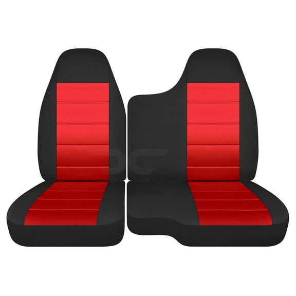 T10-Designcovers Fits 1998-2003 Ford Ranger/Mazda B-Series Velour Truck Seat Covers(60/40 Split Bench)-No Armrest:Black and Red