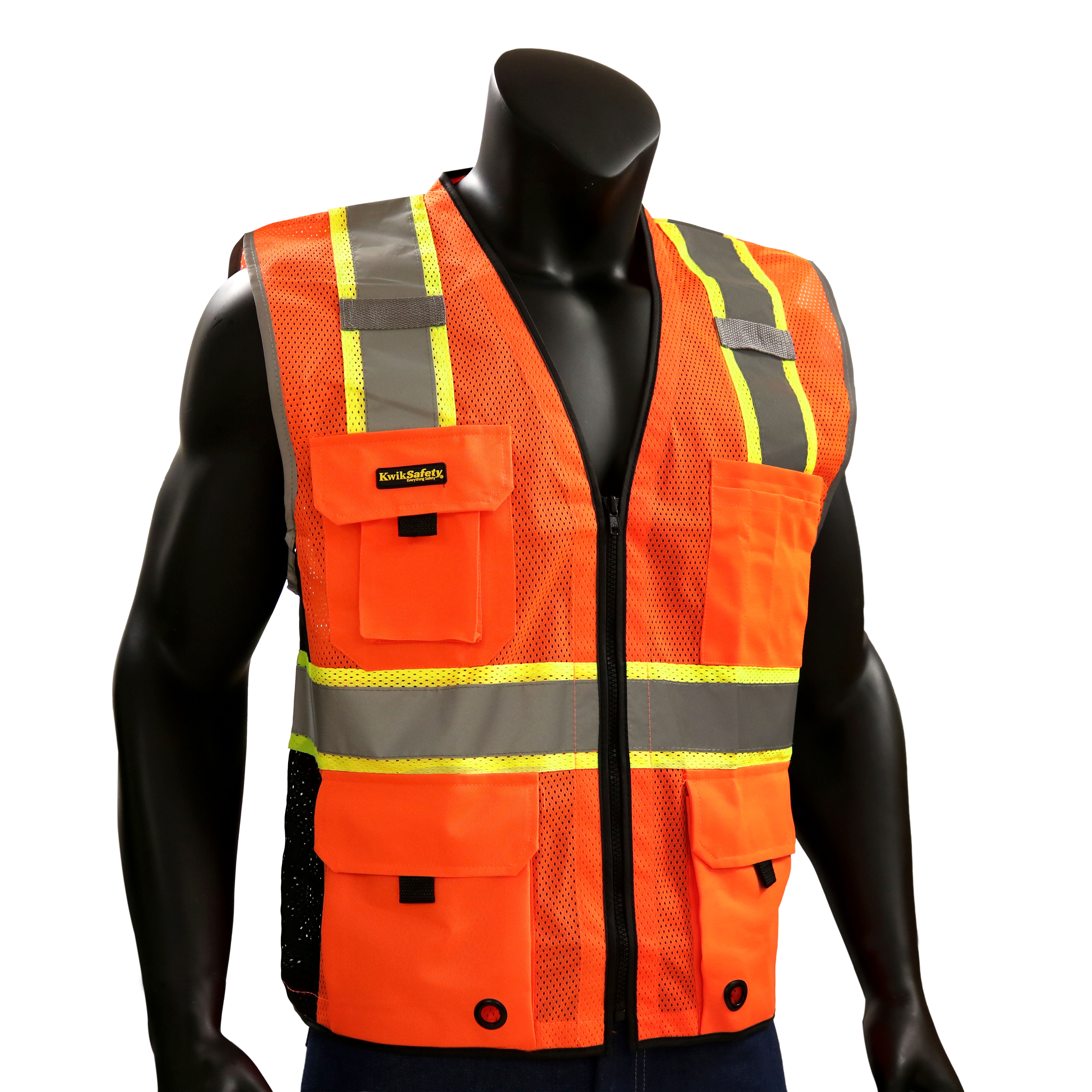 Blue safety vest Reflective Safety Vest,A-SAFETY Hi Vis Bright Neon Color with 4 Reflective Strips 8 Pockets 4XL-5XL 