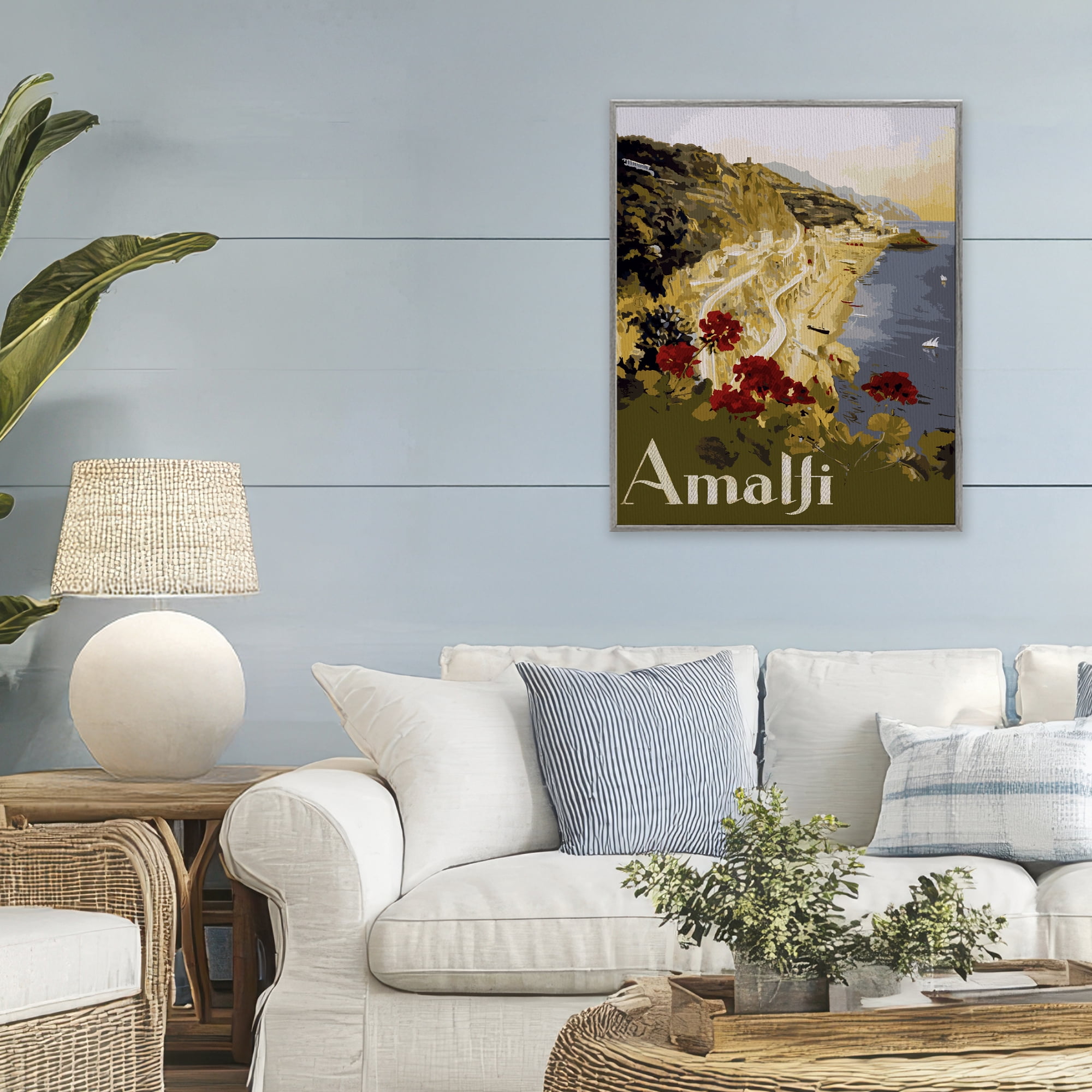 Stupell Industries Picturesque Amalfi Coast Gray Framed Giclee Art, design by Lil' Rue