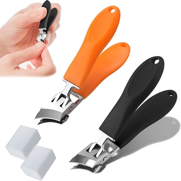 FACEGA Wide Jaw Opening Anti-Splash Slanted Nail Clipper, Slanted Nail Clippers, Sharp Curved Blades Bent Nail Clipper for Thick Nails, No Splash Nail Trimmer for Seniors Adult Women Men