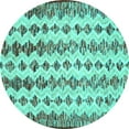 thumbnail image 1 of Ahgly Company Machine Washable Indoor Round Abstract Turquoise Blue Contemporary Area Rugs, 4' Round, 1 of 4