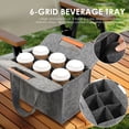 thumbnail image 5 of 6 Cup Drink Carrier for Delivery, Felt Reusable Coffee Cup Holder Bag, Portable Beverage Caddy with Handle for Car Travel, Grey, 5 of 8