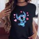 thumbnail image 3 of Camiseta de dibujos animados de Disney para mujer, Tops negros de manga corta, nueva moda, 3 of 5