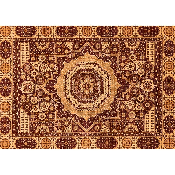 Ahgly Company Indoor Rectangle Abstract Orange Modern Area Rugs, 7' x 9'