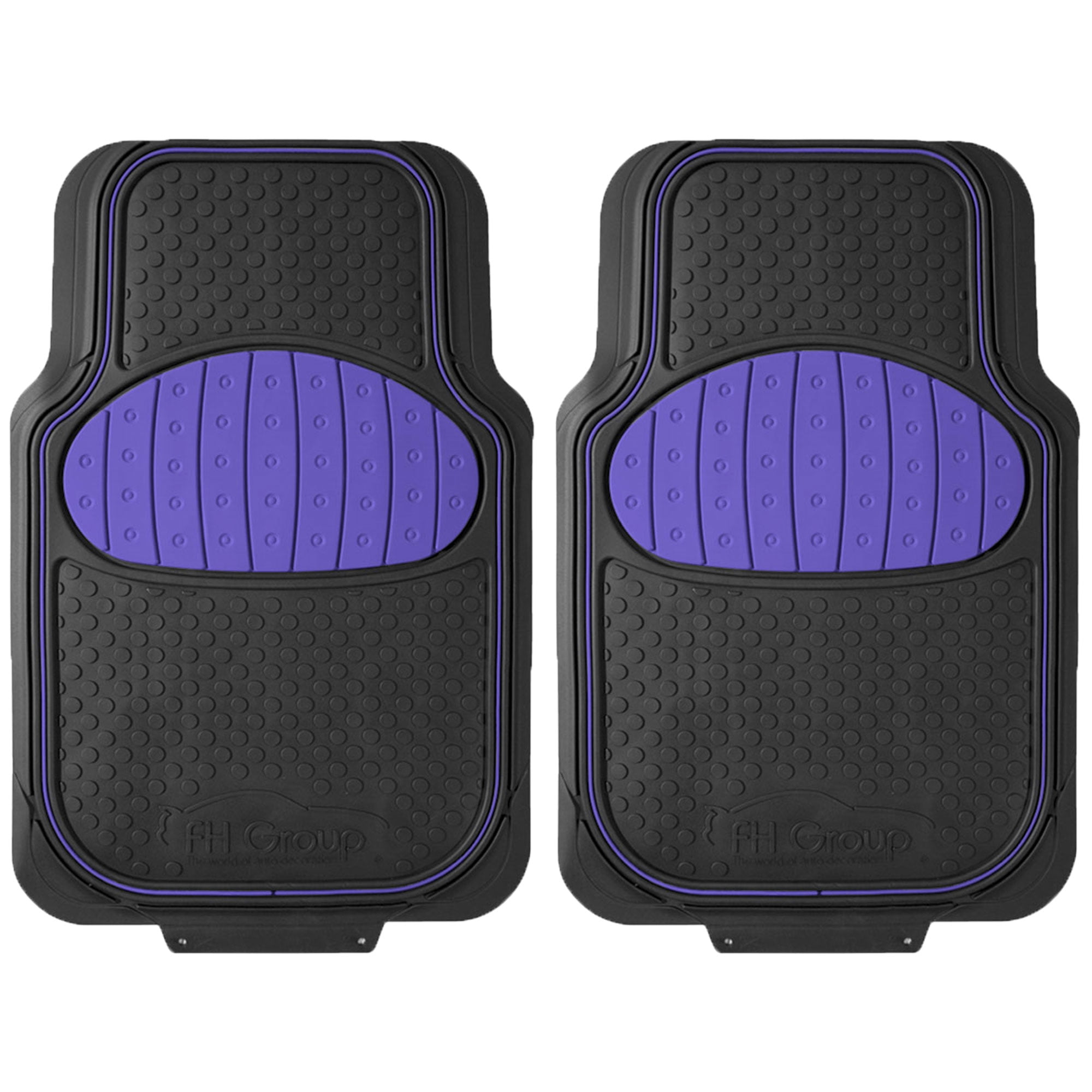 FH Group Climaproof Rubber Blue Car Floor Mats, Universal Fit 3pc Full Set with Air Freshener