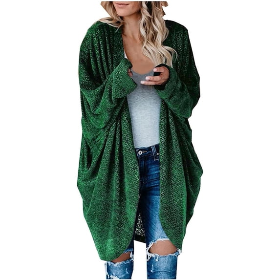 Uhndy 2022 Jackets for Women, Women Casual Christmas Printed Blouse Mid-Length Cardigan Long Sleeve Solid Tops Sweater Winter Coats Christmas Gifts for Women