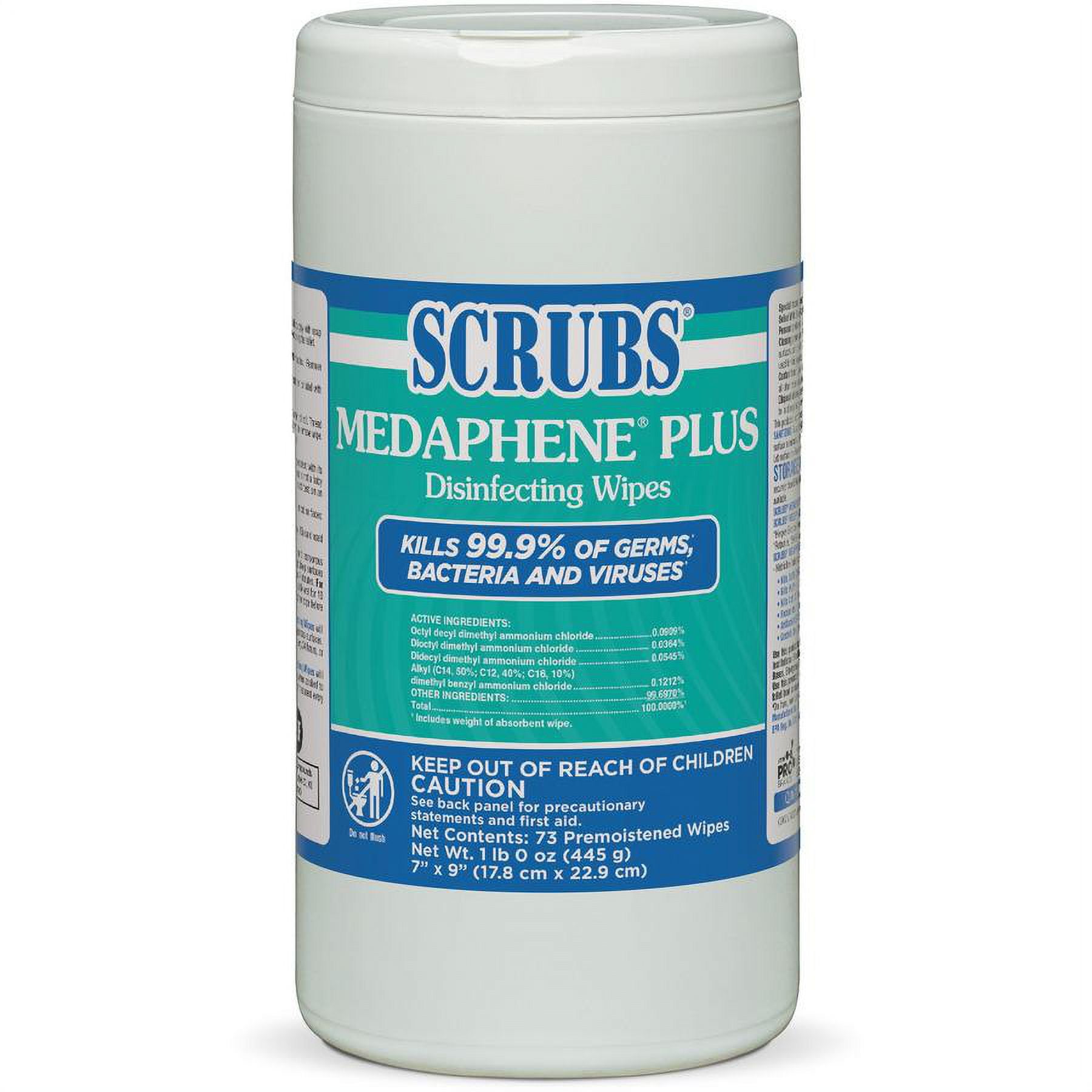 SCRUBS Medaphene Plus Disinfecting Wipes - Citrus Scent - 9" Length x 6" Width - 73 - 6 / Carton - Disinfectant, Deodorize, Textured, Absorbent, Pre-moistened, Easy to Use, Strong, Water Soluble,...