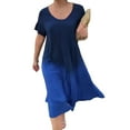 thumbnail image 2 of ZenCart Women Midi Dress O-Neck Short Sleeve Gradient Color Mid-calf Dress Casual Loose Cut Soft Lightweight Fabric Dress, 2 of 8