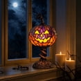 thumbnail image 4 of Stained Glass Halloween Pumpkin Table Lamp, USB Powered Jack-O-Lantern Night Light, Vintage Halloween Lamp Ornament, 2 Pack ( Resin ), 4 of 7