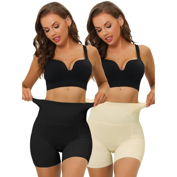 NOMADIC NOOK Women's High Waisted Shapewear Boyshorts Tummy Control Panties 2 Packs