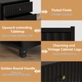 thumbnail image 5 of ZOSQUARE Modern Nightstand, Black Fluted Bedside Table with 2 Drawers and Open Shelf, End Tables with Gold Knobs for Bedroom, Living Room, 5 of 6