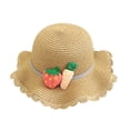 thumbnail image 2 of Summer Girls Wide Brim Sun Hat or Straw Diagonal Bag,with Carrot and Strawberry Garnish, 2 of 4