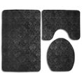 thumbnail image 1 of Juego de alfombras de baño de 3 piezas ABPHQTO Textura de adornos elegantes negros, 1 of 2