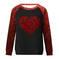 thumbnail image 4 of Womens Valentines Sequin Tops Love Heart Graphic Valentine's Day Womens Sparkling Graphic Tee Long Sleeve Cute Hearts Shirt Tops(Red,L), 4 of 4