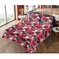 thumbnail image 4 of Ambesonne Cottagecore Fitted & Flat Sheet with Shams 4 Pcs Set, Spring Garden Floral, Full, Dark Coral Champagne, 4 of 5