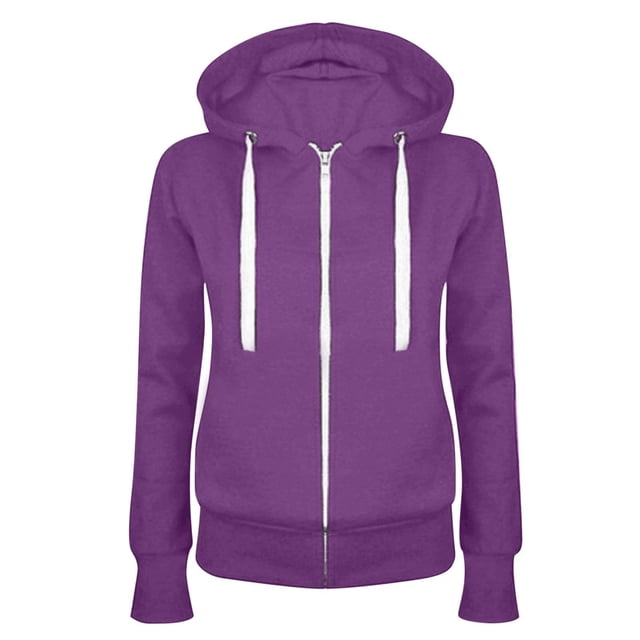 ¡Ahorra en liquidación! Sudadera deportiva Umfun para mujer, informal, ajustada, con cremallera, de forro polar, talla 2XL, color morado.