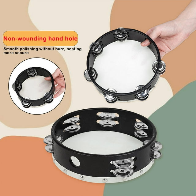 Baohd 2 Pieces Hand Bell Drum Double Layer Professional Musical Instrument Accompaniment Lightweight Tambourine Bar KTV Game