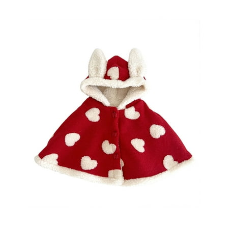 

Binpure Toddler Girls Capes Poncho Coat Heart/ Leopard/ Bear Print Warm Winter Hooded Cloak Jacket Outwear