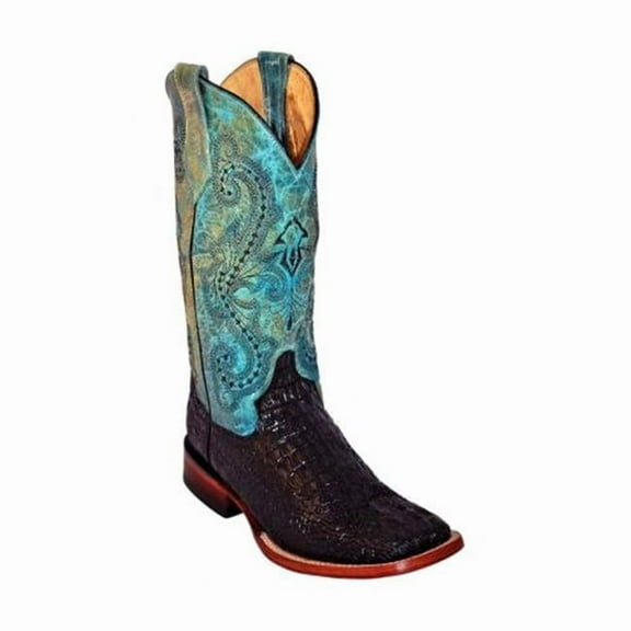 Ferrini Print Caiman 11B S-Toe Boots for Women - Turquoise - 11B