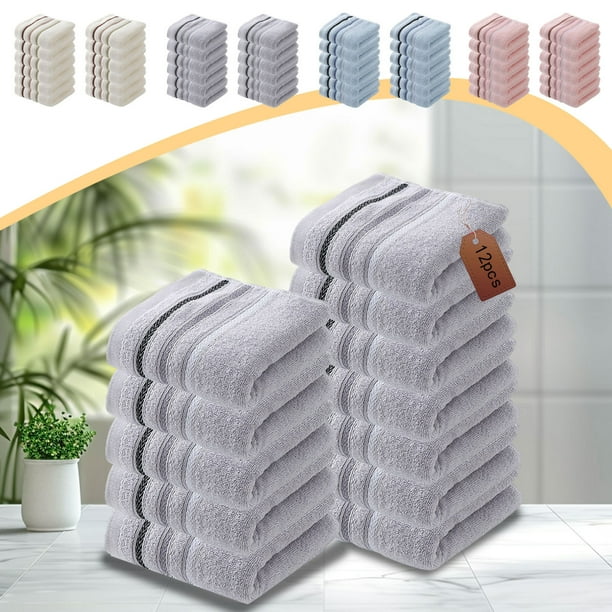 Set de 12 Toallas | Toallas de Algodón Suaves y Absorbentes para Baño, Gimnasio, Spa, Cuidado de Manos y Cara | Multicolor | Duraderas y de Secado Rápido | 70x33cm Cada Una | Cuidado del Hogar y