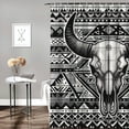 thumbnail image 2 of Orinice Bull Skull Geometric Shapes Monochromatic Bathroom Decor Set with Hooks - Colorful Luxurious Polyester Fabric Fashion Shower Curtain Set 60x72, 2 of 7