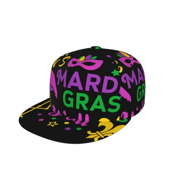 Kdxio Mardi Gras with Flamingo Print Snapback Hat for Men Women,Adjustable Baseball Cap