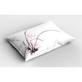 thumbnail image 2 of Art Pillow Sham Traditional Ink Orchid Flower Drawing Oriental Chinese Effects Spiritual Theme, Decorative Standard King Size Printed Pillowcase, 36 X 20 Inches, Charcoal Grey Pink, by Ambesonne, 2 of 2