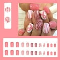 thumbnail image 5 of NEWSPIED 24Pcs Breast Cancer Press on Nails Short Square Pink Ribbon False Nails with Glitter Designs Ribbon Fake Nails Tips Artificial Coffin Acrylic Nails Breast Cancer Glue on Nails for Women, 5 of 6