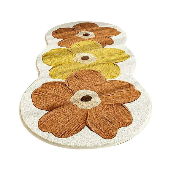 GQDIN Colorful Cute Floral Pattern Non-Slip Washable Rug Floor Mat Entryway Kitchen Bathroom Indoor Carpet With Rubber Backing For Home Decor, Boho Floral Bedside Indoor Entry Rugs
