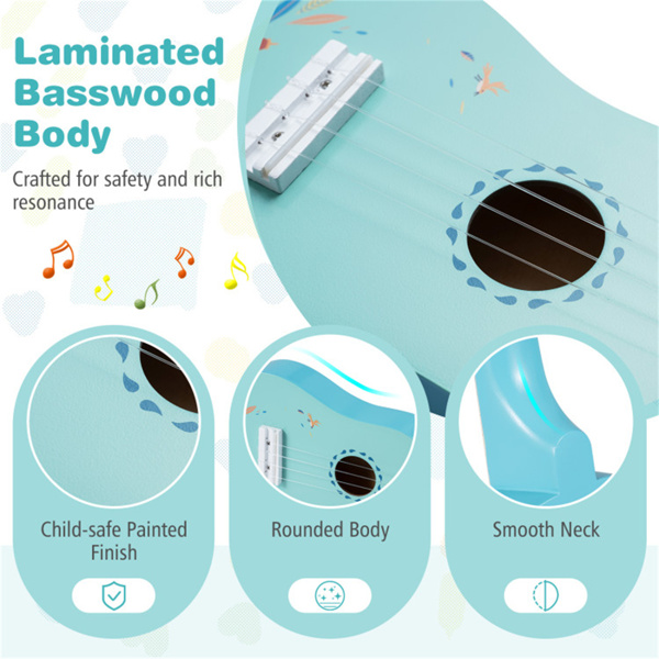 imerelez 21-Inch Kids Ukulele - Lightweight Compact Design, Premium Basswood Body with Nylon Strings (Light Blue)