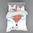 thumbnail image 2 of Ambesonne Cartoon Bedding Set 3 Pcs, Words Hot Air Balloon, Twin, Coral Sky Blue, 2 of 3