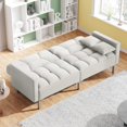 thumbnail image 6 of Furntsy Modern Linen Upholstered Futon Sofa Bed for Compact Living Space, Apartment, White, 6 of 9