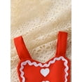 thumbnail image 4 of Infant Baby Girls Romper Dress Sleeveless Heart Print Lace Trim Hem Romper, 4 of 9