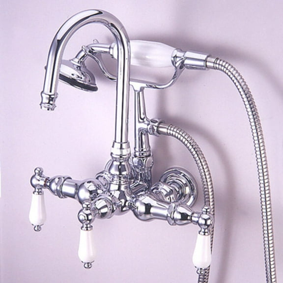 Elements Of Design Dt0081pl Triple Handle Wall Mounted Clawfoot Tub Filler - Chrome