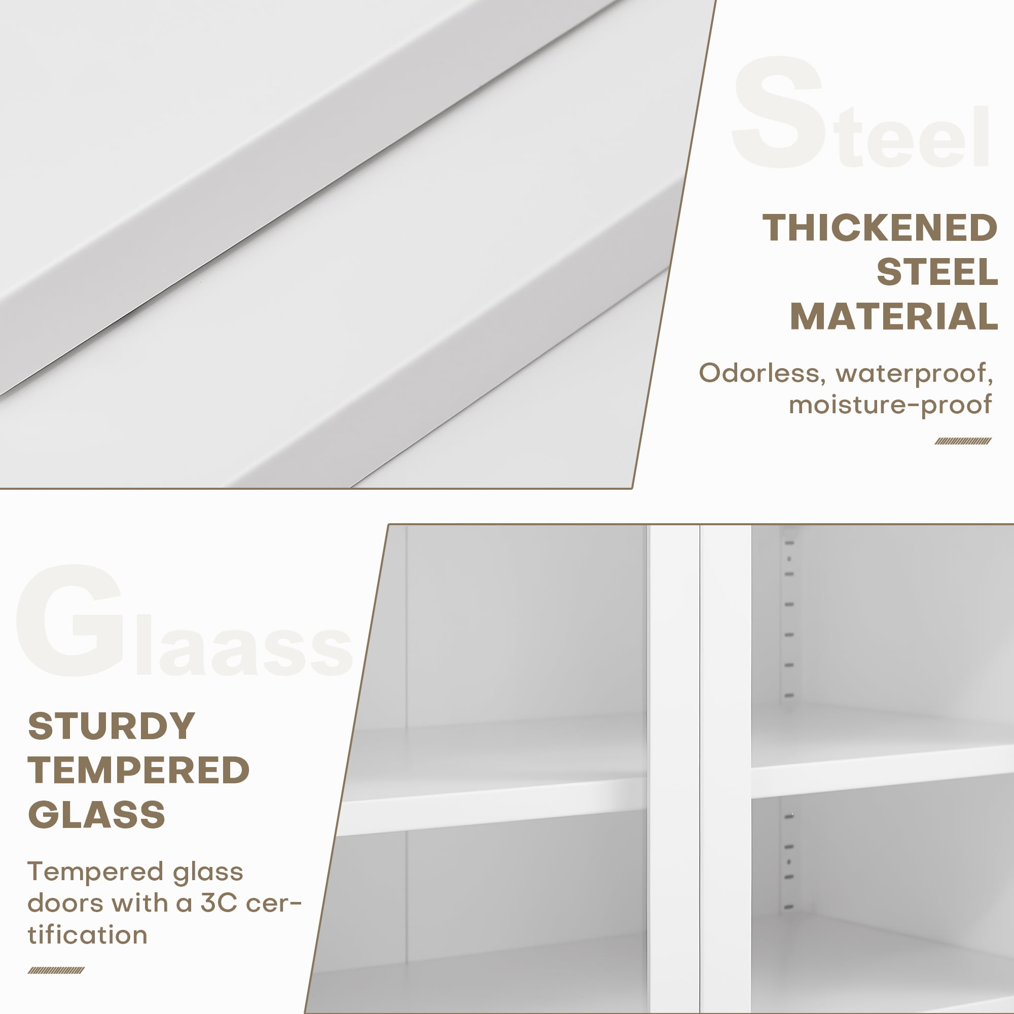 ANMINY 9-Tier Tall Shoe Storage Cabinet 67"H Shoe Cabinet with Glass Doors 9-Tier Shoe Organizer Rack with 8 Adjustable Shelves Max. Store 27-36 Pairs for Entryway Hallway Cloakroom Living Room, White