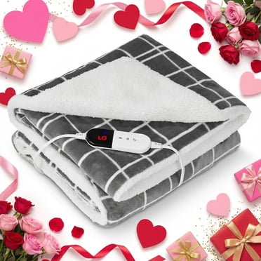 Naipo Electric Heated Blanket Throw 4 Hour Auto off and 6 Heating Levels, Flannel Blanket 50" x 60" Quick Heating and Machine Washable, Home Office Use for Gift