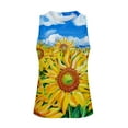 thumbnail image 2 of Playeras,Blusas y Tops,Ropa para Mujer Mujeres Workout Tank Tops Camiseta sin mangas informal de verano para mujer, camiseta sin mangas con cuello redondo y estampado de flores de girasol (Yellow, M), 2 of 4