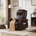 thumbnail image 2 of Weture Power Lift Recliner Chair with Heat and Massage for Elderly, Leather Electric Recliner Chairs with Cup Holders and USB Port, Big Oversized Recliner Chair for Seniors, Brown, 2 of 7