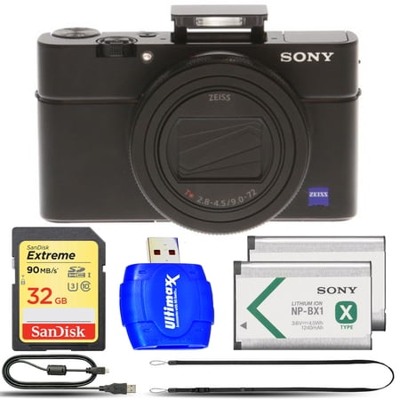Ultimaxx Cyber-shot DSC-RX100 VII Digital Camera + EXT BATT + Memory Card Reader 32GB Bundle