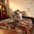 thumbnail image 4 of Manfei Vintage Deer US Flag Queen Comforter Set, Rustic Farmhouse Comforter Sets Queen, Red White Brown, Black Reversible 3 Pieces, 1 Comforter and 2 Pillowcases, 4 of 6