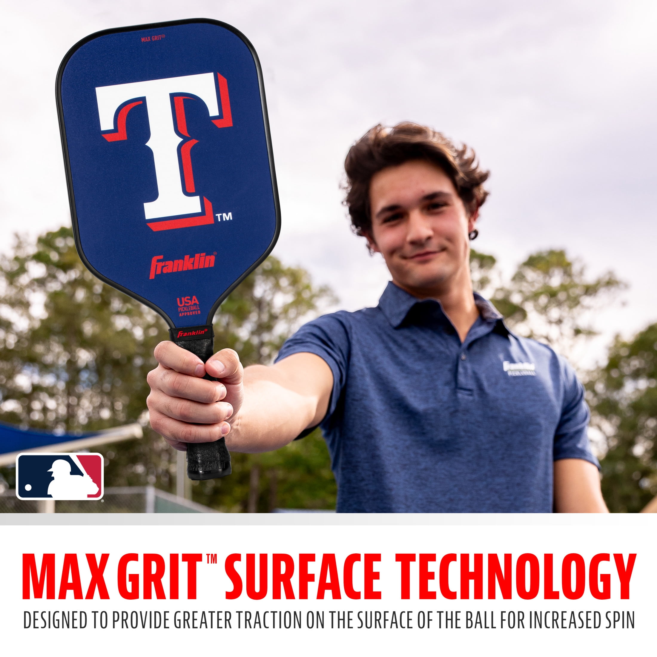 Franklin Sports MLB Texas Rangers Pickleball Paddle - Official MLB Team Pickleball Paddles - USAP (USAPA) Approved Premium Quality Pickleball Paddles - Authentic Team Logos + Colors