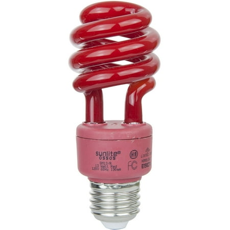SM13/R 13-watt Spiral Energy Saving Compact Fluorescent CFL Light Bulb (40-Watt Incandescent Equivalent), Medium Base, Red, 13 Watt, 120 Volt By Sunlite from (Best Energy Saving Light Bulbs For Home)