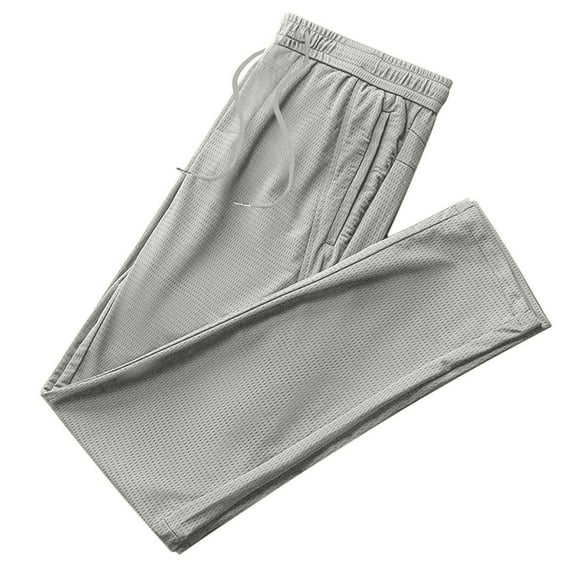 FRSASU Men's Casual Drawstring Stretch Sweatpants Ice Silk Athletics Fitness Running Pants Outdoor Jogging Quick Dry Trousers Gray