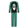 thumbnail image 4 of Christmas Family Pajamas Matching Set Long Sleeve Letters Print Top Green Plaid Pants Loungewear, 4 of 7