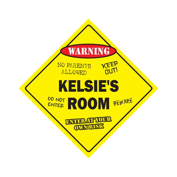 Kelsie's Room Sign Crossing Zone Xing | Indoor/Outdoor | 20" Tall kids bedroom decor door children's name boy girl