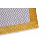 Bacati Plush Velour Baby Blanket — Ikat Chevron Border, Grey/Pink, 30 X 40 Inches, Super Soft & Machine Washable