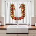 thumbnail image 2 of Ambesonne Christmas Alphabet Kitchen Curtains, U Letter, 55"x45", Pearl and Olive Green, 2 of 3