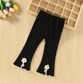 thumbnail image 2 of CPNG Toddler Baby Girls Flare Pants Flower Decoration Elastic Waist Bell Bottom Stretchy Slim Fit Leggings Fashion Streetwear(Black,18-24 Months), 2 of 8