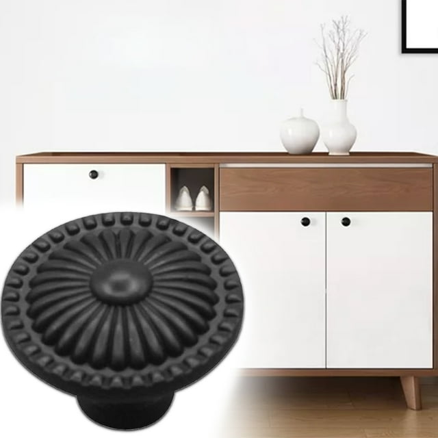 stanreset Alliage de Zinc Simple Trou Rond Poignée Tiroir Armoire Armoire Porte Antique Poignée Meubles Accessoires de Quincaillerie Noir 1 Pc