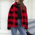 thumbnail image 2 of 2024 Autumn and Winter Fashion Plaid Jackets for Womens Plus Size Button Thickened Warm Retro Long Sleeve Plaid Double Sided Plush Coat, 2 of 6